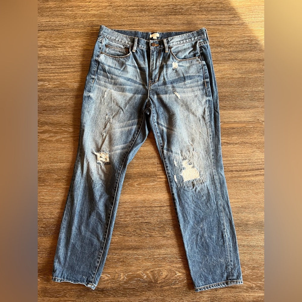 J. Crew women’s distressed boyfriend jeans.
